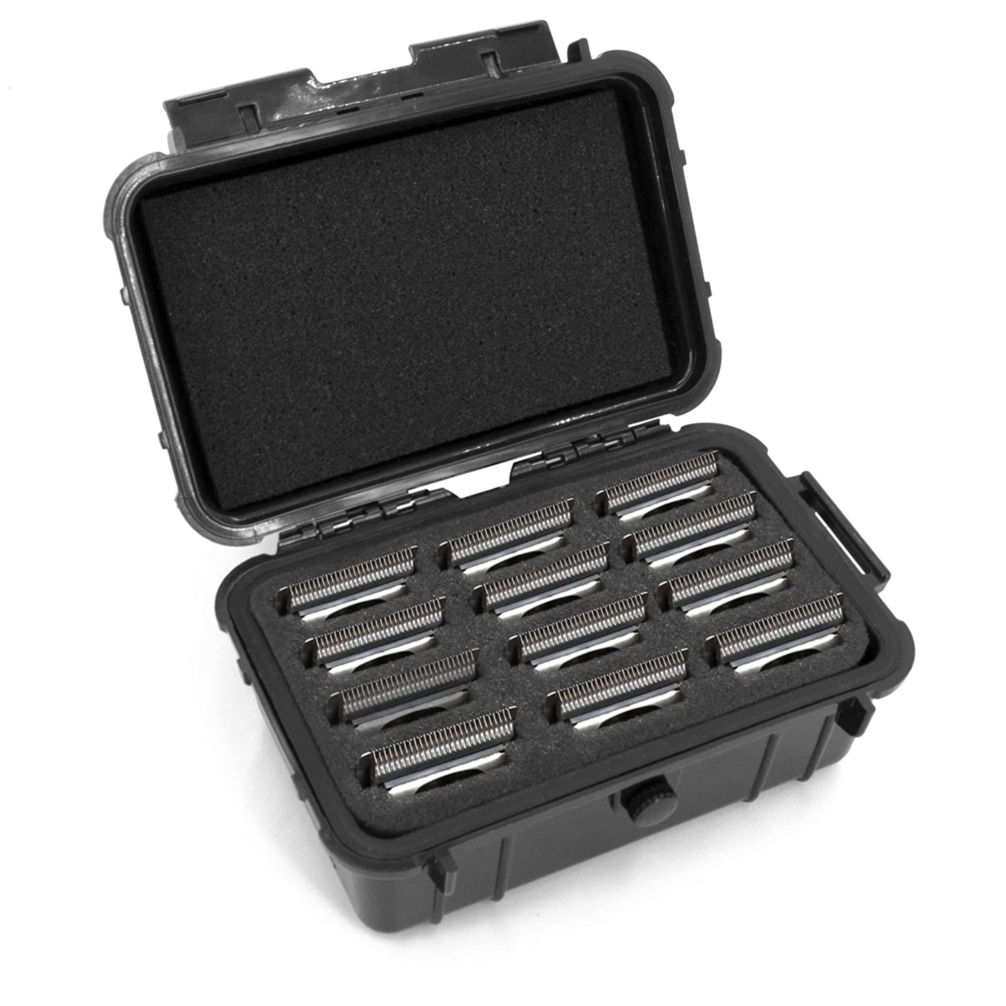 Protective Clipper Blade Holder for 12 Blades - Waterproof Clipper Blade Storage Case with Custom Barber Blade Holder Foam Interior