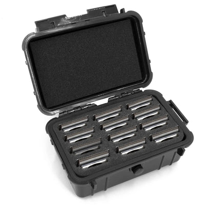 Protective Clipper Blade Holder for 12 Blades - Waterproof Clipper Blade Storage Case with Custom Barber Blade Holder Foam Interior