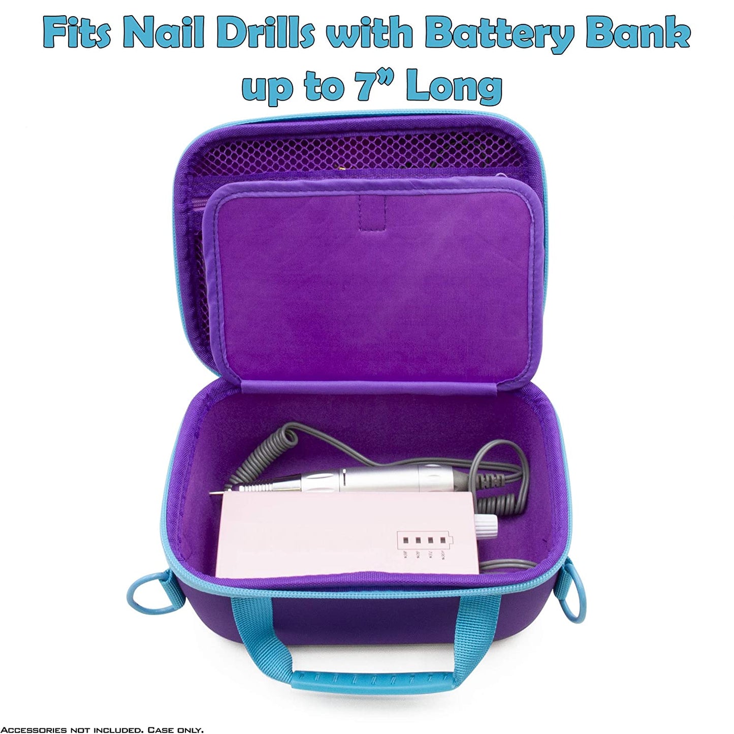 Portable EFile Nail Drill Machine Travel Case - Professional Hard Shell Bag with Strap for Rechargeable Nail Machines
