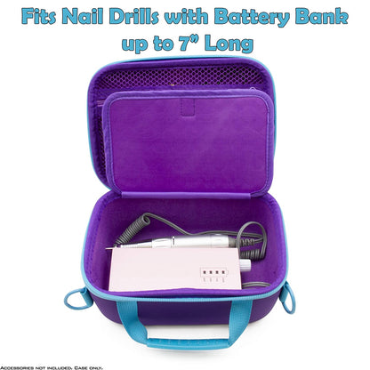 Portable EFile Nail Drill Machine Travel Case - Professional Hard Shell Bag with Strap for Rechargeable Nail Machines