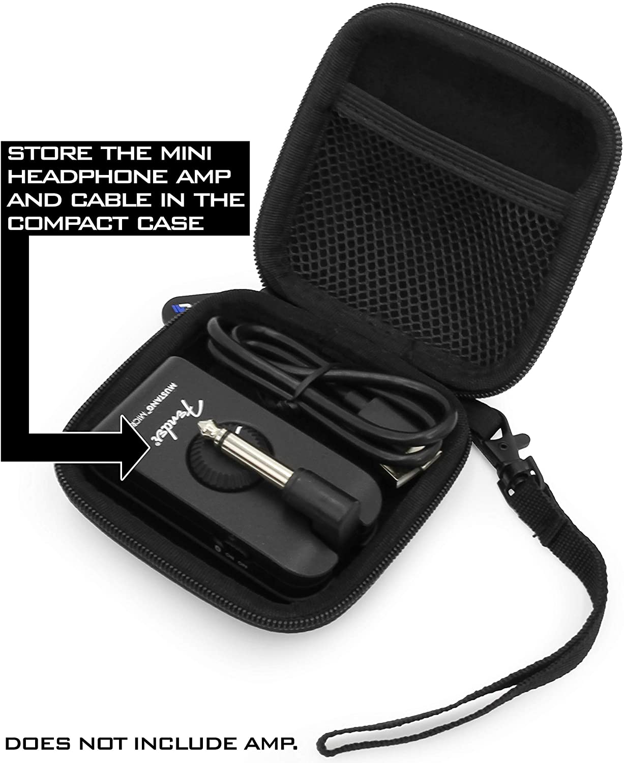 Carry Case Compatible with Fender Mustang Micro Headphone Amp and Charging Cable - Fender Mustang Micro Headphone Amplifier Case Only