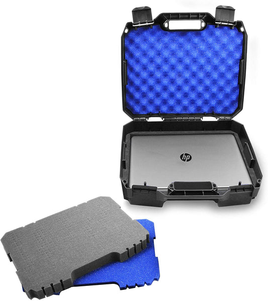 15.6" Laptop Hard Case - Crushproof Protection for HP Elite Dragonfly Pavilion Envy with Customizable Foam & Padlock Rings - 17x14x6