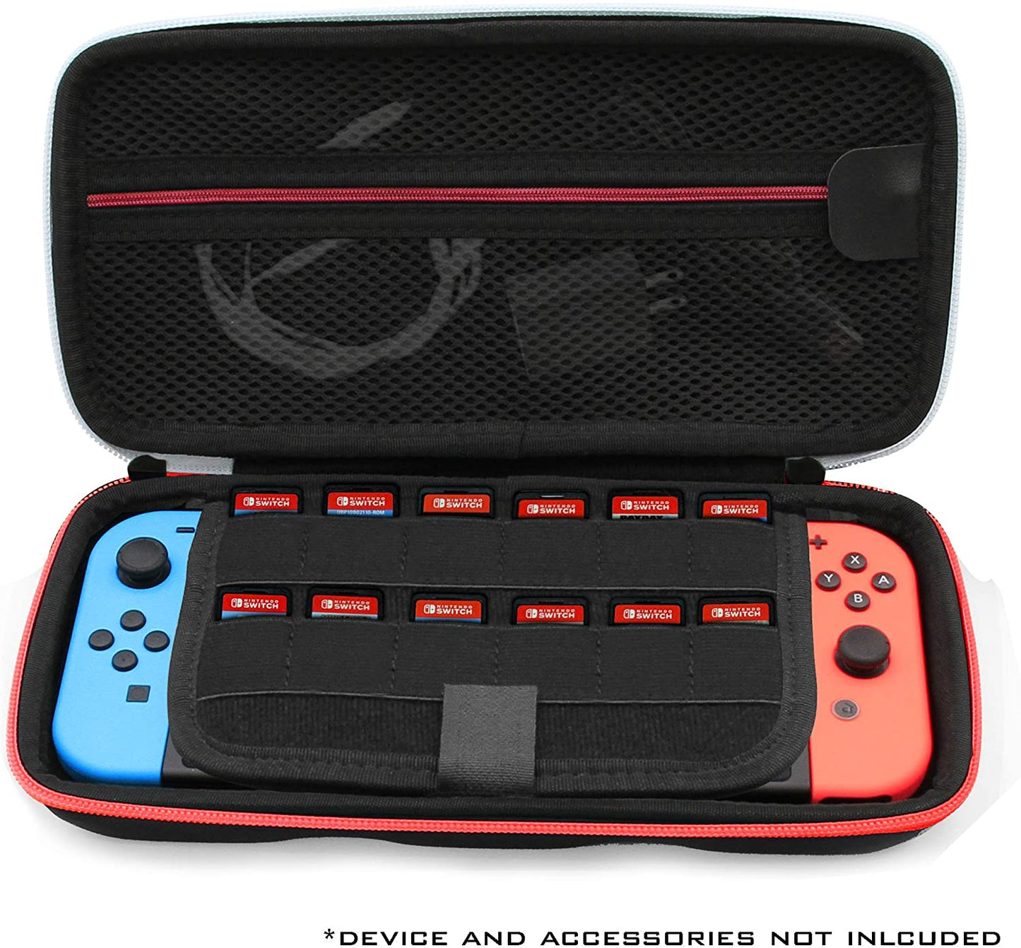 Carrying Case for Nintendo Switch with 8 Game Slots, Non-Scratch Divider for Screen Protection, Accessory Storage and Comfortable Handle