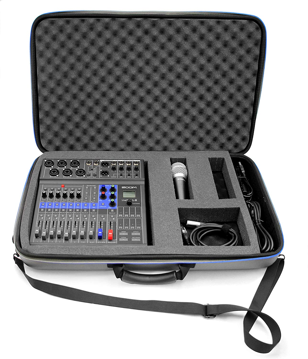 Portable Studio Case Compatible with Zoom Podcast Digital Mixer Livetrak L8 Recorder and Accessories, Includes Carry Bag Only with Strap