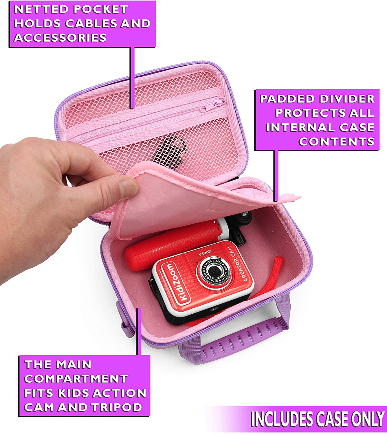 Toy Camera Case Compatible with VTech Kidizoom Creator Cam Video Camera and Accessories, Includes Pink Case Only