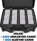 CASEMATIX Trading Card Case and Card Game Organizer for 3200 Cards - 16" Hard Shell Card Case Holder for Trading Cards with 40 Dividers