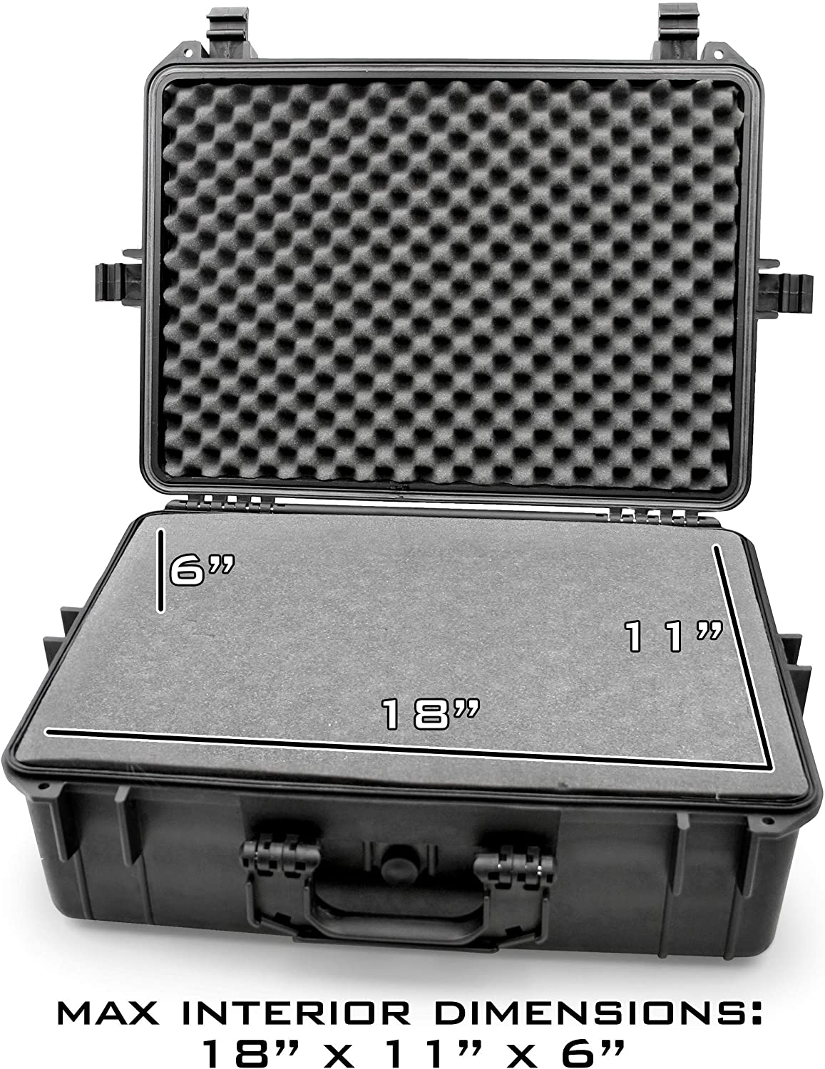 23" Handgun Range Case fits 7 Pistols - Waterproof Hard Shell Exterior with Dual 2" Customizable Foam Layers & Padlock Rings