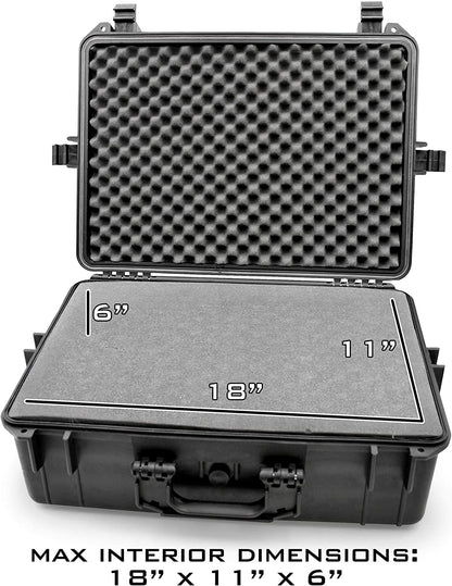 23" Handgun Range Case fits 7 Pistols - Waterproof Hard Shell Exterior with Dual 2" Customizable Foam Layers & Padlock Rings