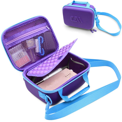 Portable EFile Nail Drill Machine Travel Case - Professional Hard Shell Bag with Strap for Rechargeable Nail Machines