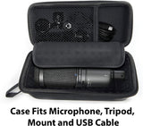 CASEMATIX Microphone Case Compatible with AT2020 USB, AT2020USB Plus, AT2035, AT2050, AT4033A, AT4040, AT4050, ATR2500 USB, Windscreen and Accessories