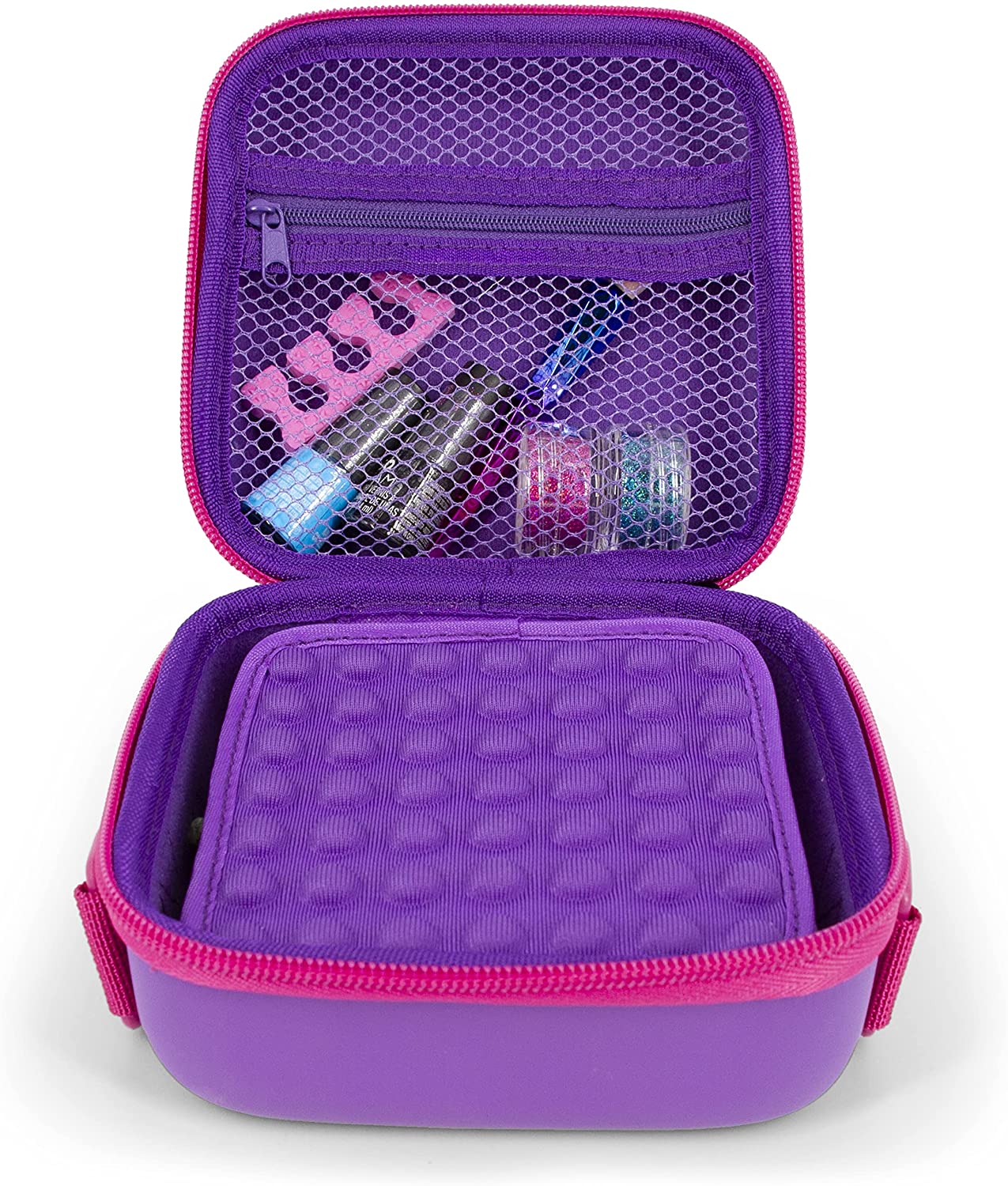 Travel Case Compatible with Cool Maker Shimmer Me Body Art Temporary Roll-on Glitter Tattoos Roller and Refills – Purple Case with Shoulder Strap