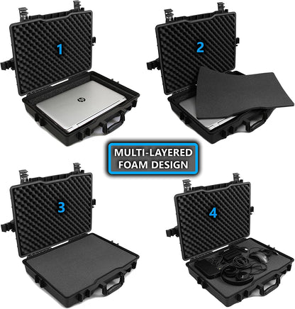 Waterproof Laptop Hard Case for 15-17 inch Gaming Laptops and Accessories - Crushproof Heavy Duty Laptop Case for 15.6 and 17.3 inch Laptops