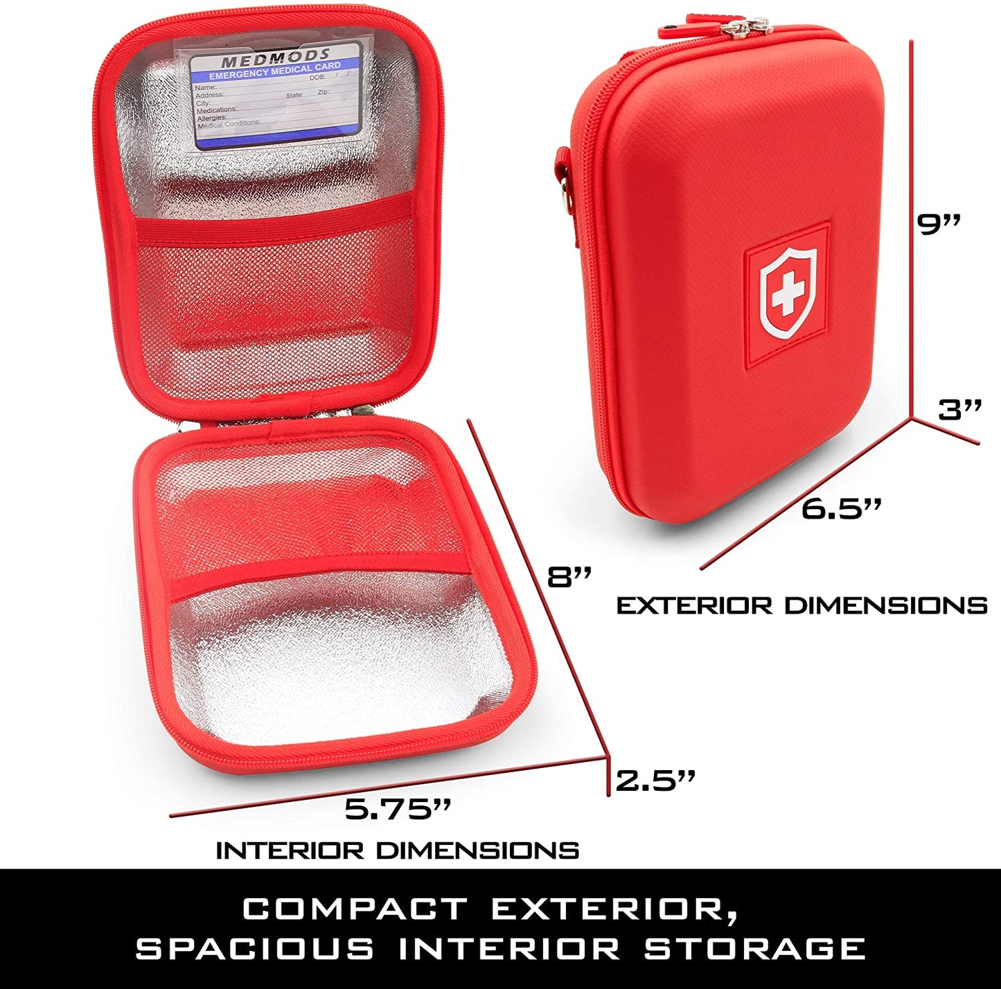 Hard Shell Insulin Cooler Travel Case and Insulated Diabetes Bag with Ice Pack, ID Card, Medical Alert Tag & Shoulder Strap
