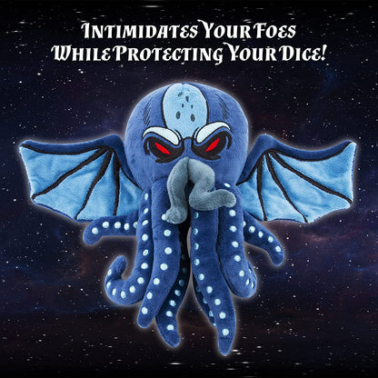 Soft Dice Case and Dice Holder with 7 Included RPG Dice - 9.5" Sea Monster Figure with Dice Storage Zipper Compartment for up to 21 Dice