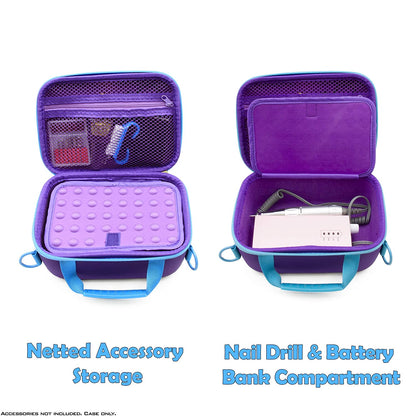 Portable EFile Nail Drill Machine Travel Case - Professional Hard Shell Bag with Strap for Rechargeable Nail Machines