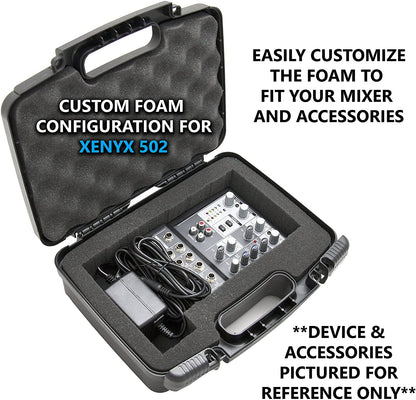 DJ Mixer Case Compatible with Behringer Xenyx 502 Q502USB 302USB Mixers - Hard Shell Storage with Tri-Layer Customizable Foam - Made in USA