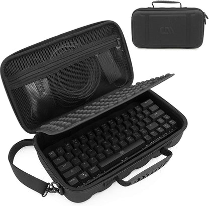60% Keyboard Case Compatible with Razer Huntsman Mini/HK Gaming GK61 - Hard Shell EVA with Padded Divider, Shoulder Strap & Accessory Pocket