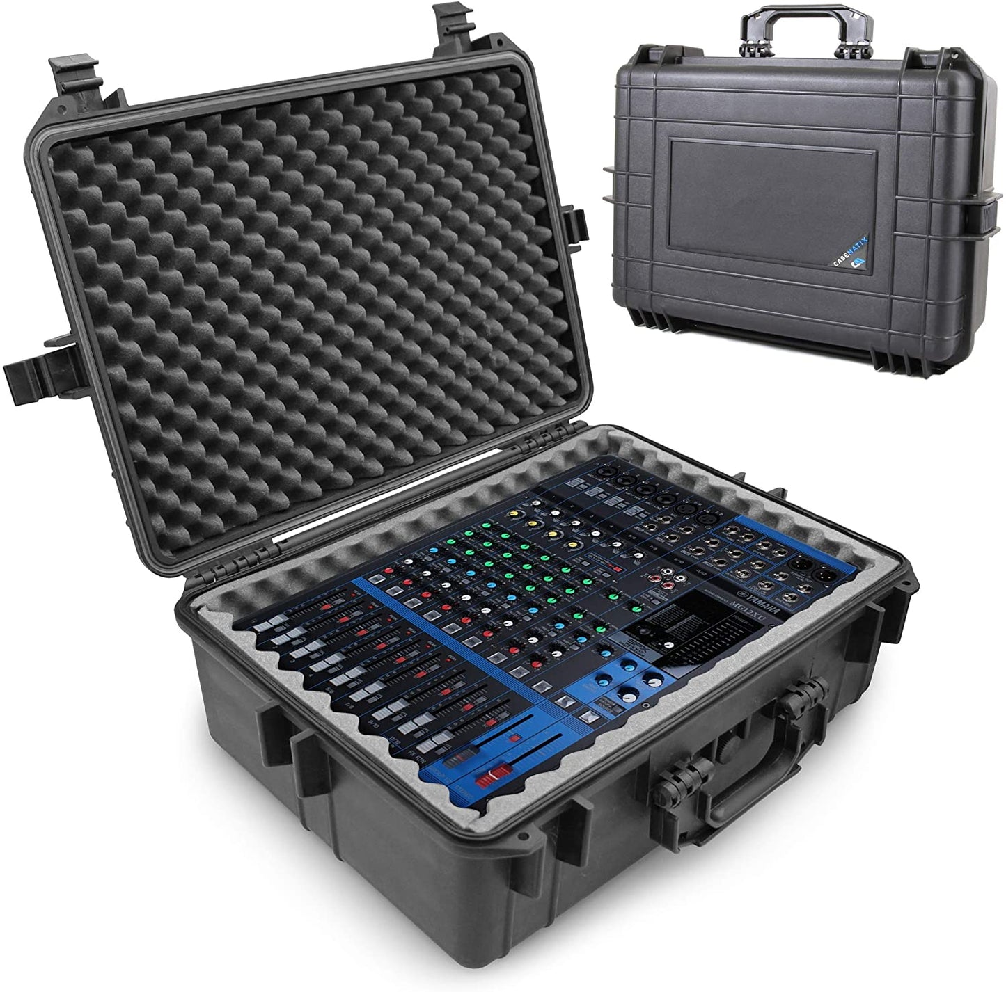 Waterproof Hard Shell Travel Case Compatible with Yamaha MG12XU Mixer within Multi-Layer Foam Protection - Fits Mixers Up to 17x12.1x5 Max