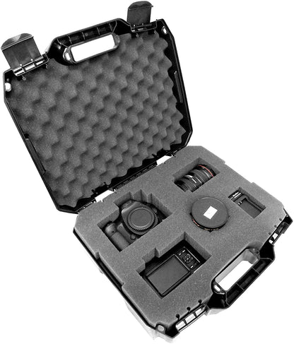 Camera Equipment Case with Custom Foam for DSLR Body, Lens, Flash and More - Hardshell Protective Plastic Hard Case with Customizable Foam