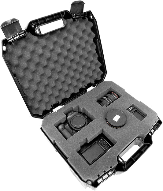 Camera Equipment Case with Custom Foam for DSLR Body, Lens, Flash and More - Hardshell Protective Plastic Hard Case with Customizable Foam