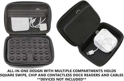 Portable Card Reader Case Compatible with Square Contactless Dock and Chip Reader Scanner Fits Dock, Square Reader, Chip Reader, USB Cables