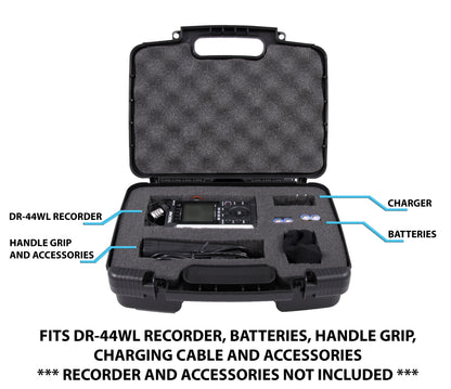 Handheld Recorder Storage Case Compatible with Tascam DR-05x/DR-40x Recorders - Customizable Foam Interior with Tri-Layer Protection - Case Only