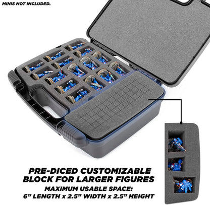 Miniature Storage Hard Shell Case - 30 Slot Figurine Carrying Case with Customizable Foam for for Warhammer 40k, DND and More!