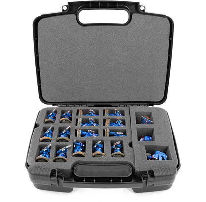 Miniature Storage Hard Shell Case - 30 Slot Figurine Carrying Case with Customizable Foam for for Warhammer 40k, DND and More!