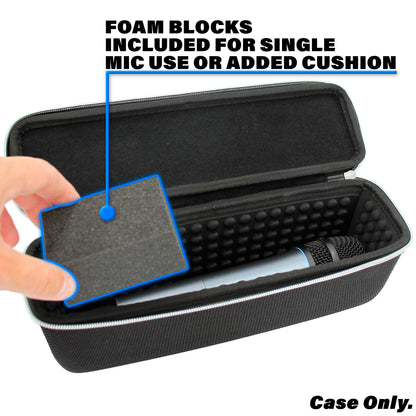 Wireless Microphone Case Compatible with 11" Wireless Mic System Handheld Microphones Fits Up To Two Mics - Black Case Only