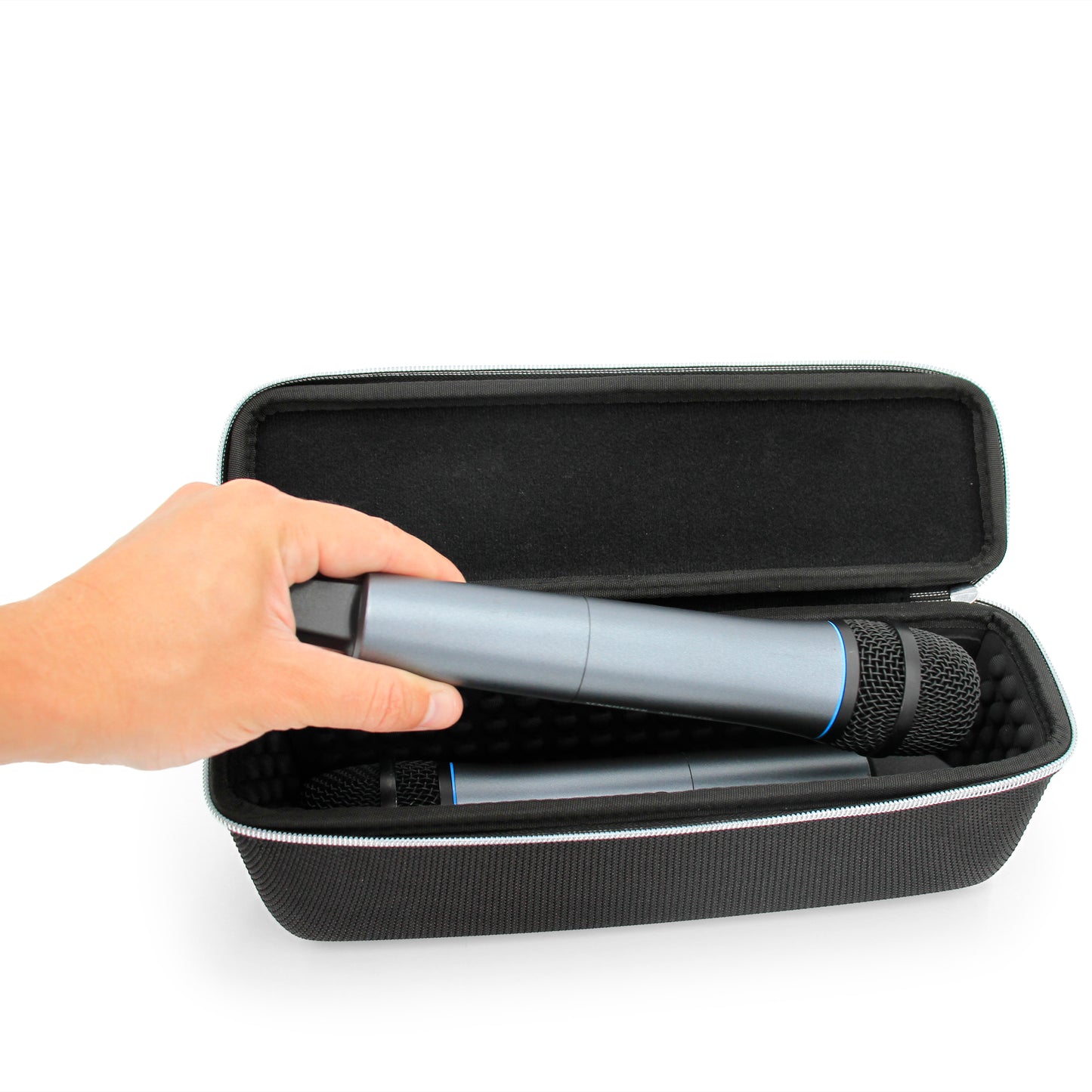 Wireless Microphone Case Compatible with 11" Wireless Mic System Handheld Microphones Fits Up To Two Mics - Black Case Only
