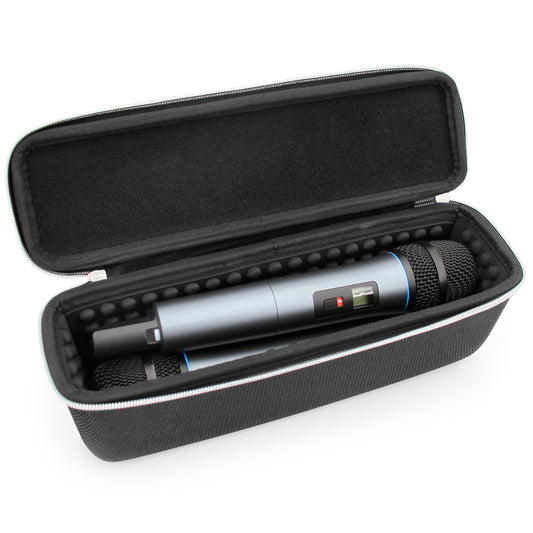 Wireless Microphone Case Compatible with 11" Wireless Mic System Handheld Microphones Fits Up To Two Mics - Black Case Only