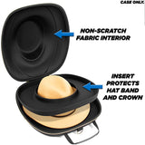 CASEMATIX Hat Case for Fedora, Panama, Bowler Hats and More - Hat Travel Case with Shoulder Strap and Protective Insert for Hats With Brims Up To 3"