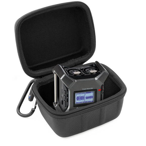 CASEMATIX Carry Case Compatible with Zoom F3 Field Recorder Portable 2-Input Track Recorder - Carrying Case Only with Carabiner