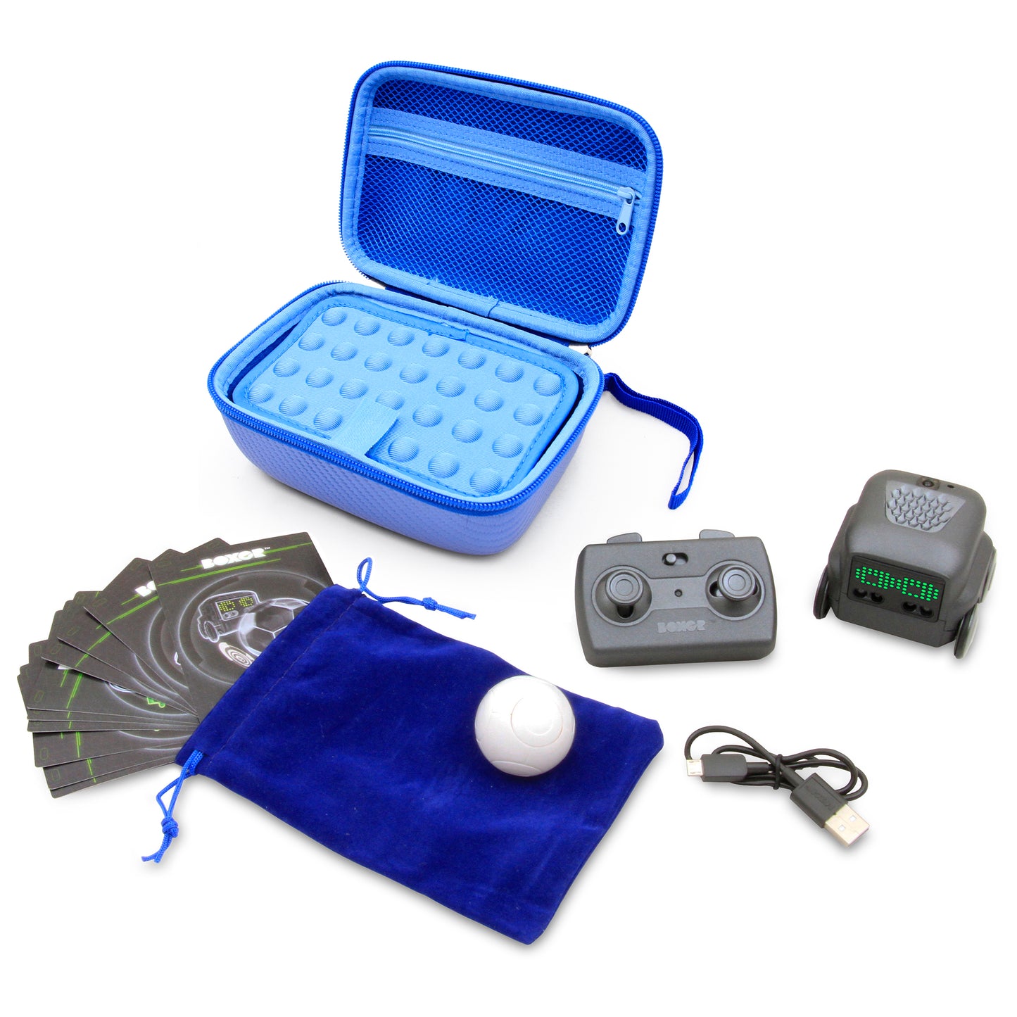 Blue Toy Case for Boxer Interactive Ai Robot, Includes Toy Box and Felt Bag to Hold Game Activating Feature Cards, Case Only