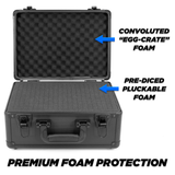 CASEMATIX 14" Locking Wireless Microphone Case with Two Layers of Foam - Mic Case Lock Box for Audio Accessories, Mics, Receivers, Cables and More