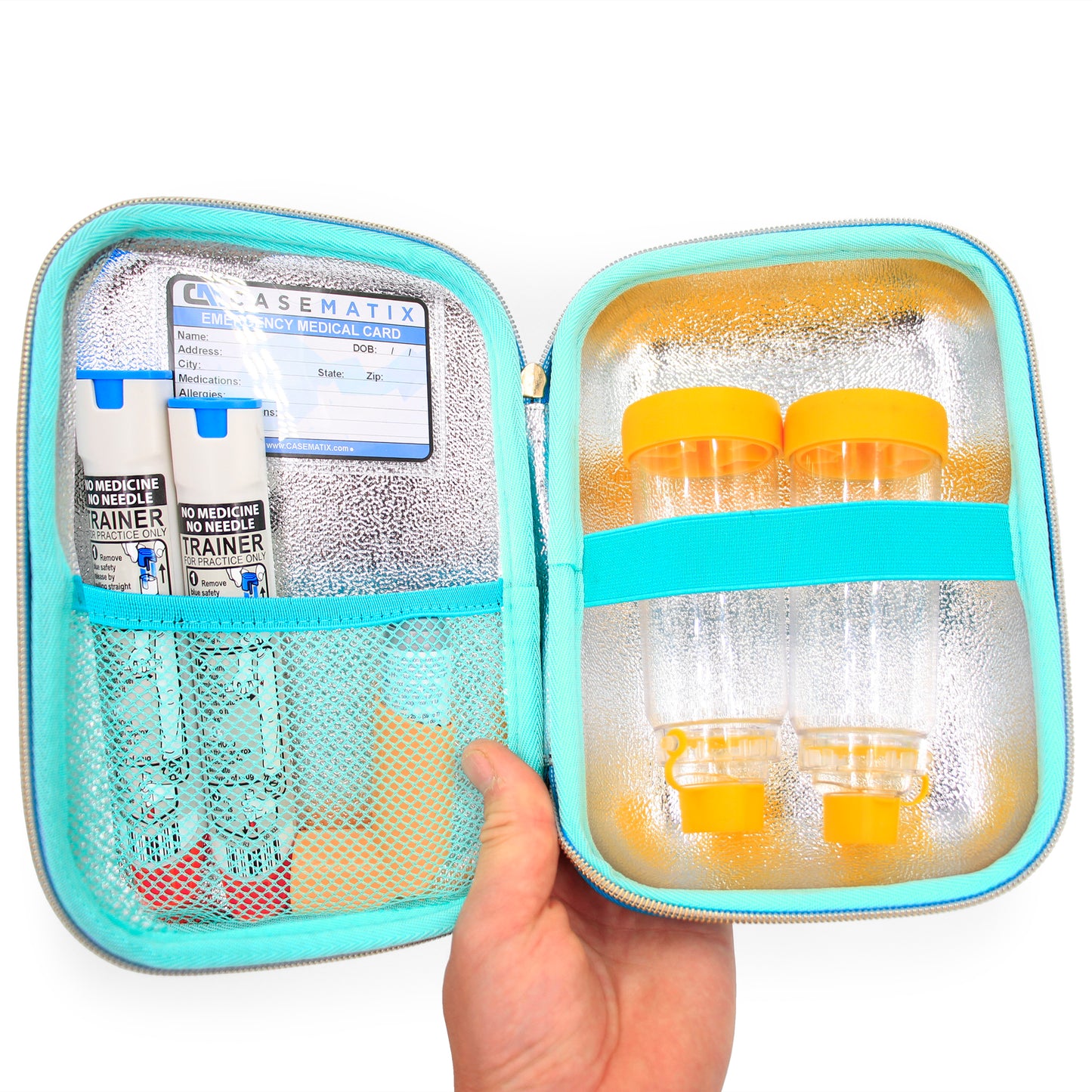 8" Turquoise Asthma Inhaler Case for Travel Fits Spacer, Mask and Accessories, Includes Case Only