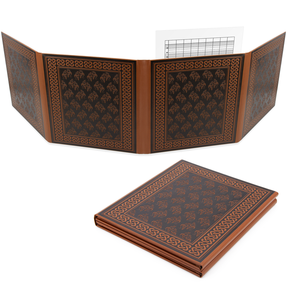 CASEMATIX DM Screen Faux Leather Embossed GM Screen - Folding Dungeon Master Screen Compatible with Tabletop Roleplaying Games