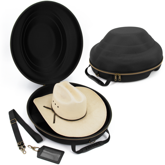 Cowboy Hat Box Cowboy Hat Storage for Brims Up To 4.75" - Hard Shell Hat Case with Adjustable Carry Strap and ID Slot - 4 Color Options