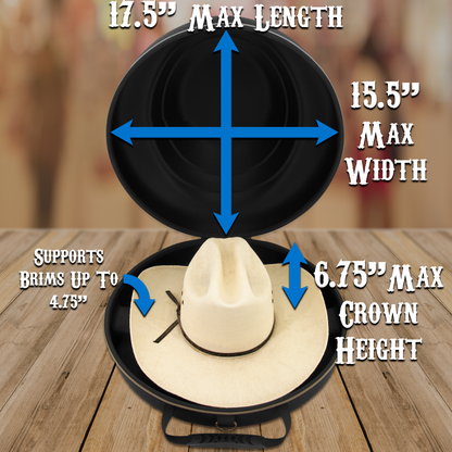 Cowboy Hat Box Cowboy Hat Storage for Brims Up To 4.75" - Hard Shell Hat Case with Adjustable Carry Strap and ID Slot - 4 Color Options