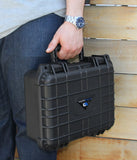 CASEMATIX 13" Waterproof Hard Travel Case with Padlock Rings and Customizable Foam - Fits Accessories up to 11" x 7.5" x 4"