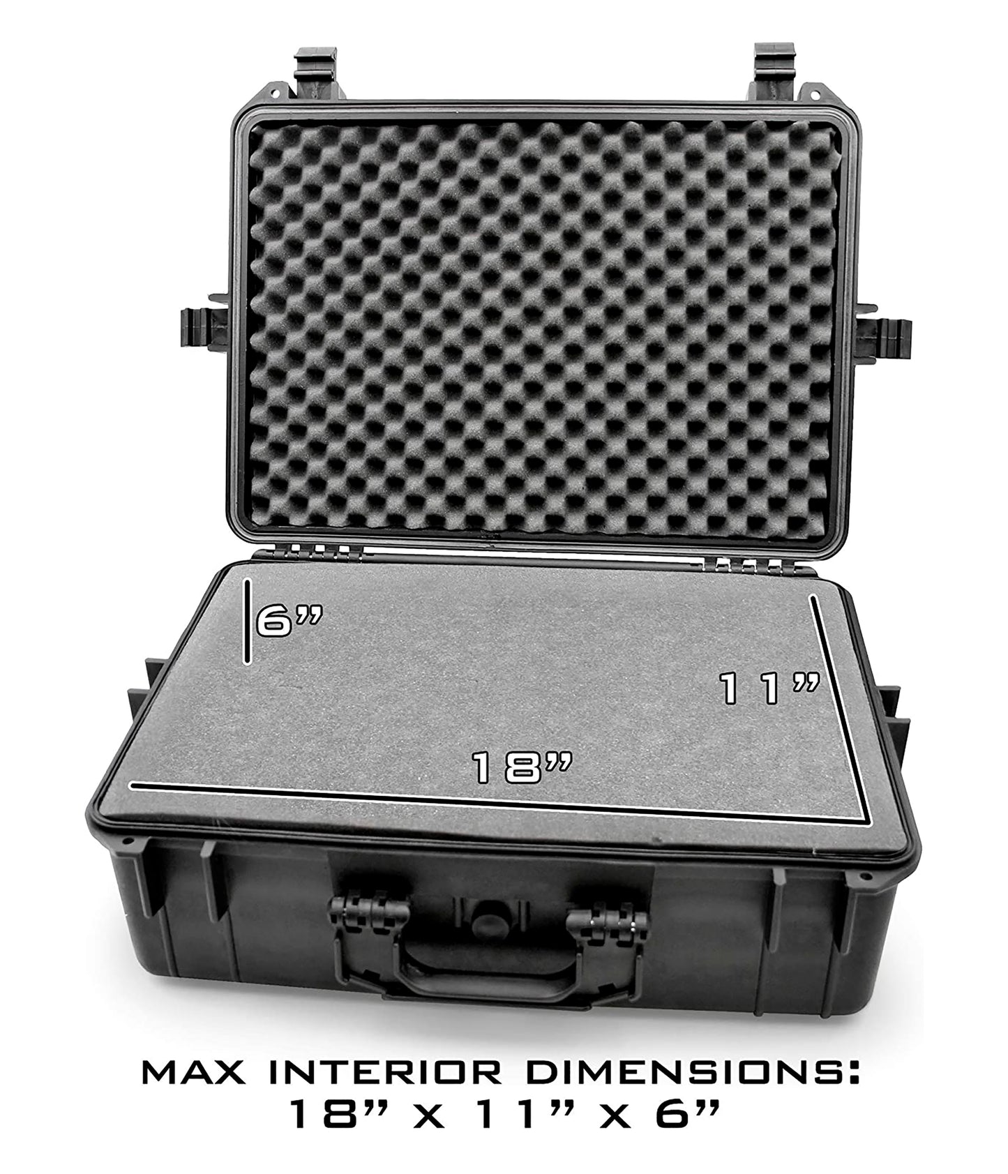 23" Waterproof Hard Travel Case with Padlock Rings and Customizable Foam - Fits Accessories up to 18" x 11" x 6"