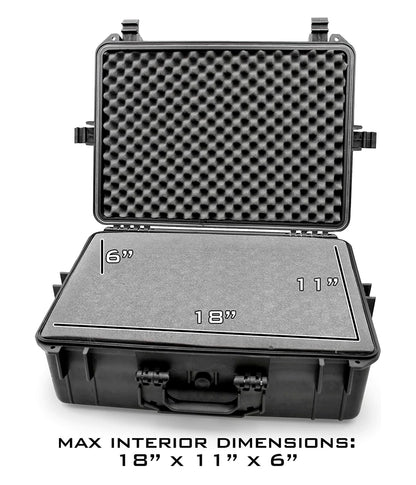 23" Waterproof Hard Travel Case with Padlock Rings and Customizable Foam - Fits Accessories up to 18" x 11" x 6"