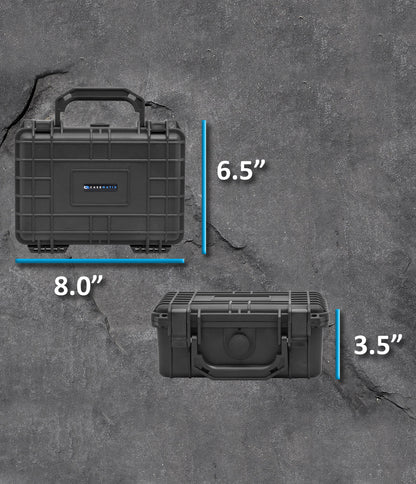 8" Waterproof Hard Travel Case with Padlock Rings and Customizable Foam - Fits Accessories up to 6" x 3.5" x 2.75"