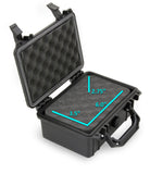 CASEMATIX 8" Waterproof Hard Travel Case with Padlock Rings and Customizable Foam - Fits Accessories up to 6" x 3.5" x 2.75"