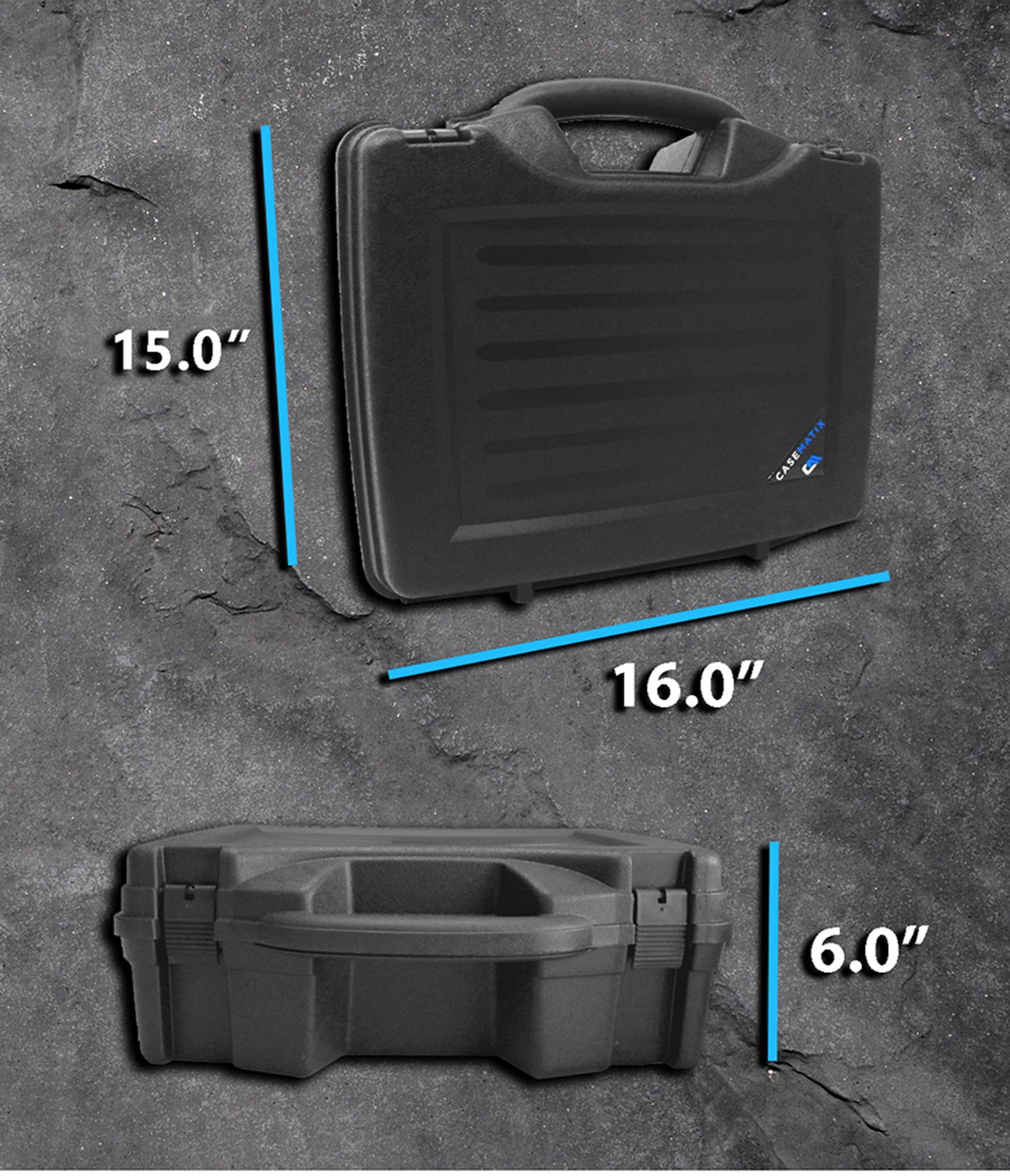 16" Hard Travel Case with Padlock Rings and Customizable Foam - Fits Accessories up to 14" x 9" x 4"