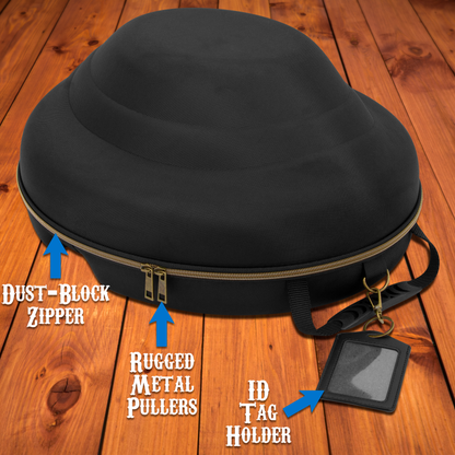 Cowboy Hat Box Cowboy Hat Storage for Brims Up To 4.75" - Hard Shell Hat Case with Adjustable Carry Strap and ID Slot - 4 Color Options