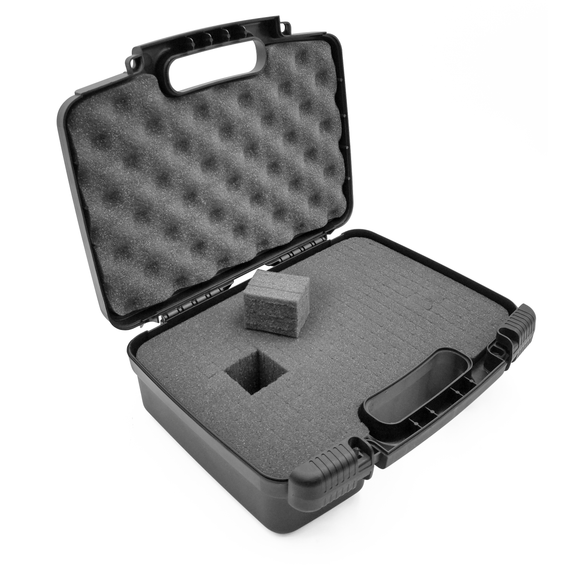 CASEMATIX 12" Hard Travel Case with Padlock Rings and Customizable Foam - Fits Accessories up to 11" x 7.25" x 2.75"