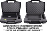 CASEMATIX Travel Case Compatible with Epson WF-100 and WF-110 Wireless Mobile Printer, Ink Cartridges, Power Adapter, Cables