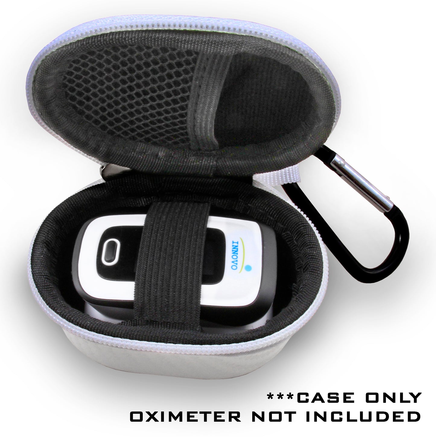 Water Resistant Pulse Oximeter Case - Universal Travel Protection for Zacurate Pro, Innovo Deluxe & Santamedical with Carabiner