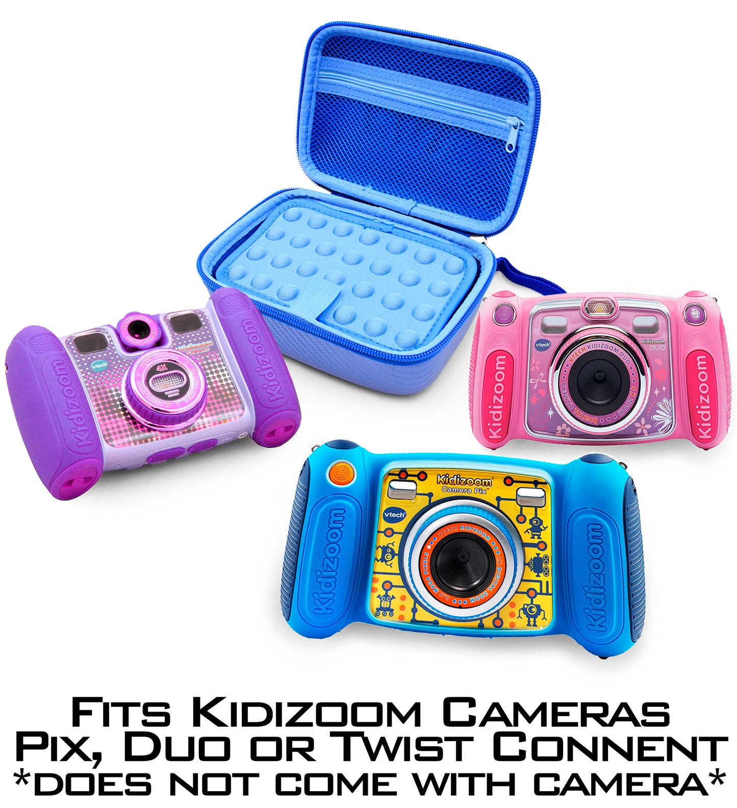 Camera Case Compatible with VTech Kidizoom Pix/Duo/Twist - EVA Protection with Accessory Storage & Fun Design for Kids - Case Only